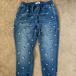 NWOT Mickey Mouse all over print denim joggers